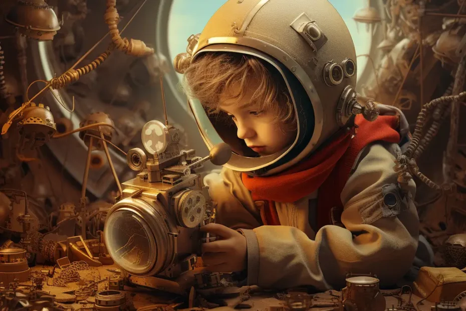 A boy in a spacesuit playing with a camera exploring. Is Curiosity An Emotion?